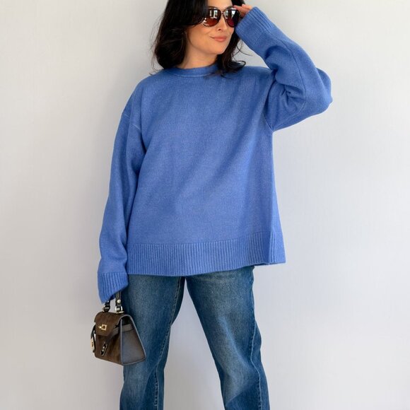 Women’s Oversized Open-Back Sweater in Cobalt Blue - Picture 5 of 13